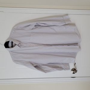 Kirkland Men's Blue and Yellow Non-Iron Long Sleeve Dress Shirt- Size 16…